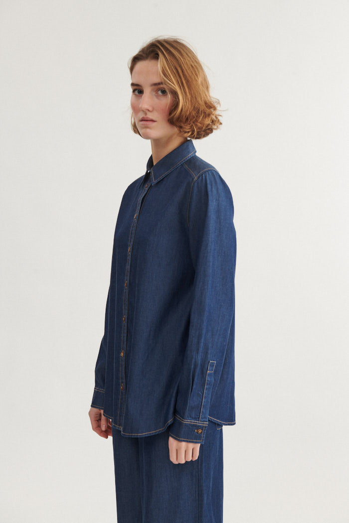 Basic Apparel Bine LS Shirt Skjorter 103 Mid Blue